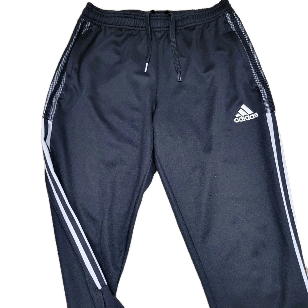 Adidas Men's 3-Stripes Black Ankle-Zip Joggers Medium Waist 28